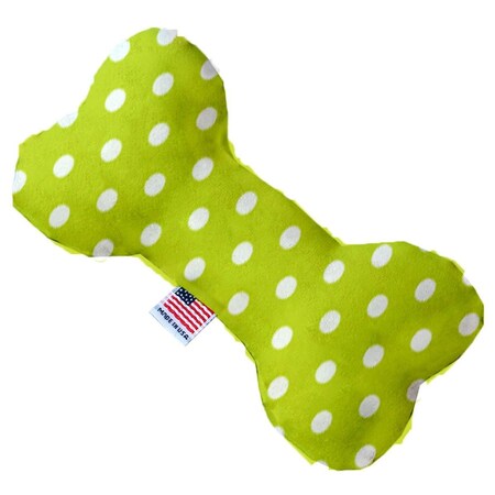 Mirage Pet Products Lime Green Polka Dots Canvas Bone Dog Toy 6 in. 1161-CTYBN6
